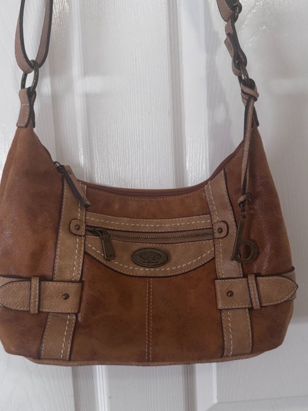 BOC Born Concept Brown Faux Leather Hobo Style Shoulder Bag Adjustable Straps - Picture 4 of 6